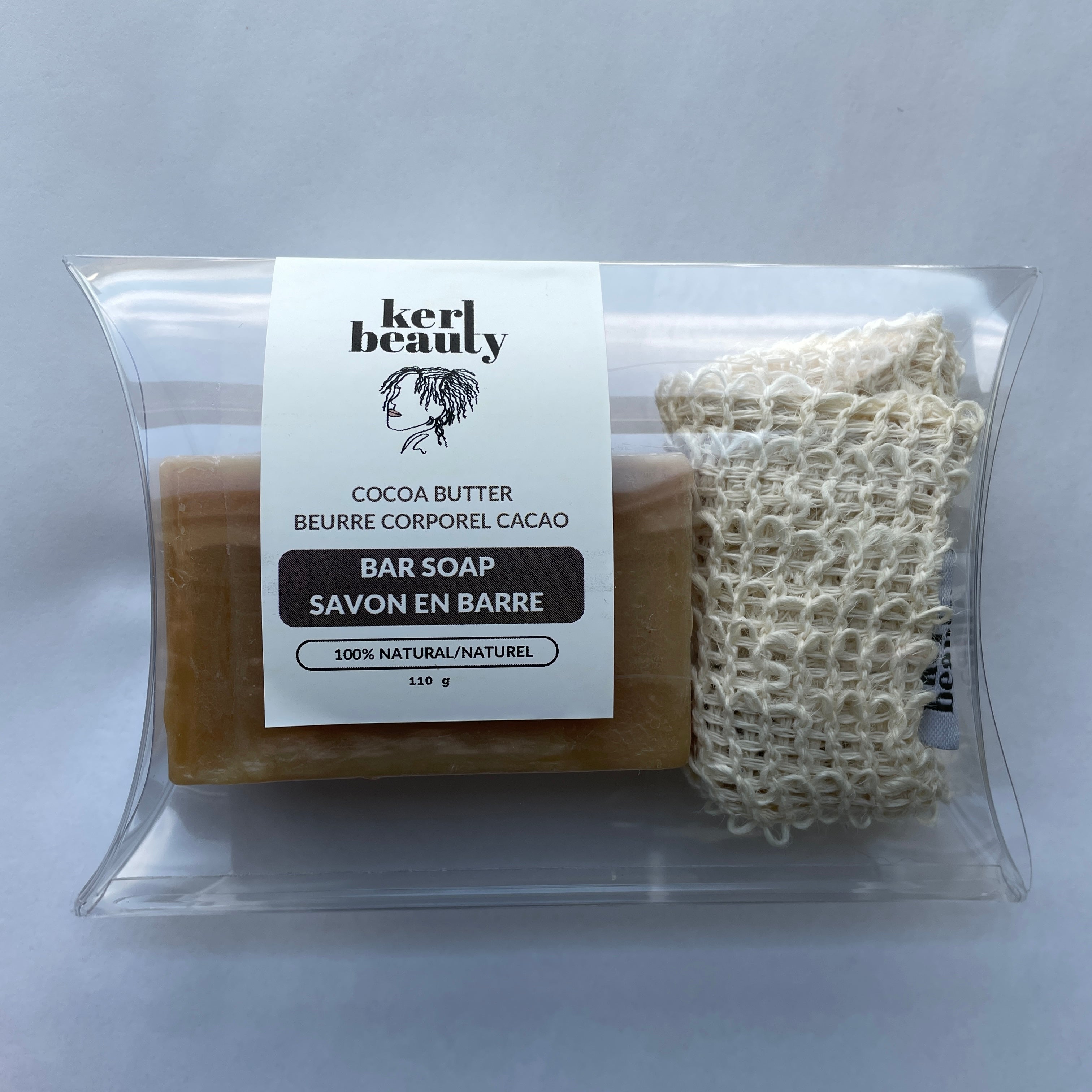 Cocoa Butter Bar Soap & Cotton Loofah Bag