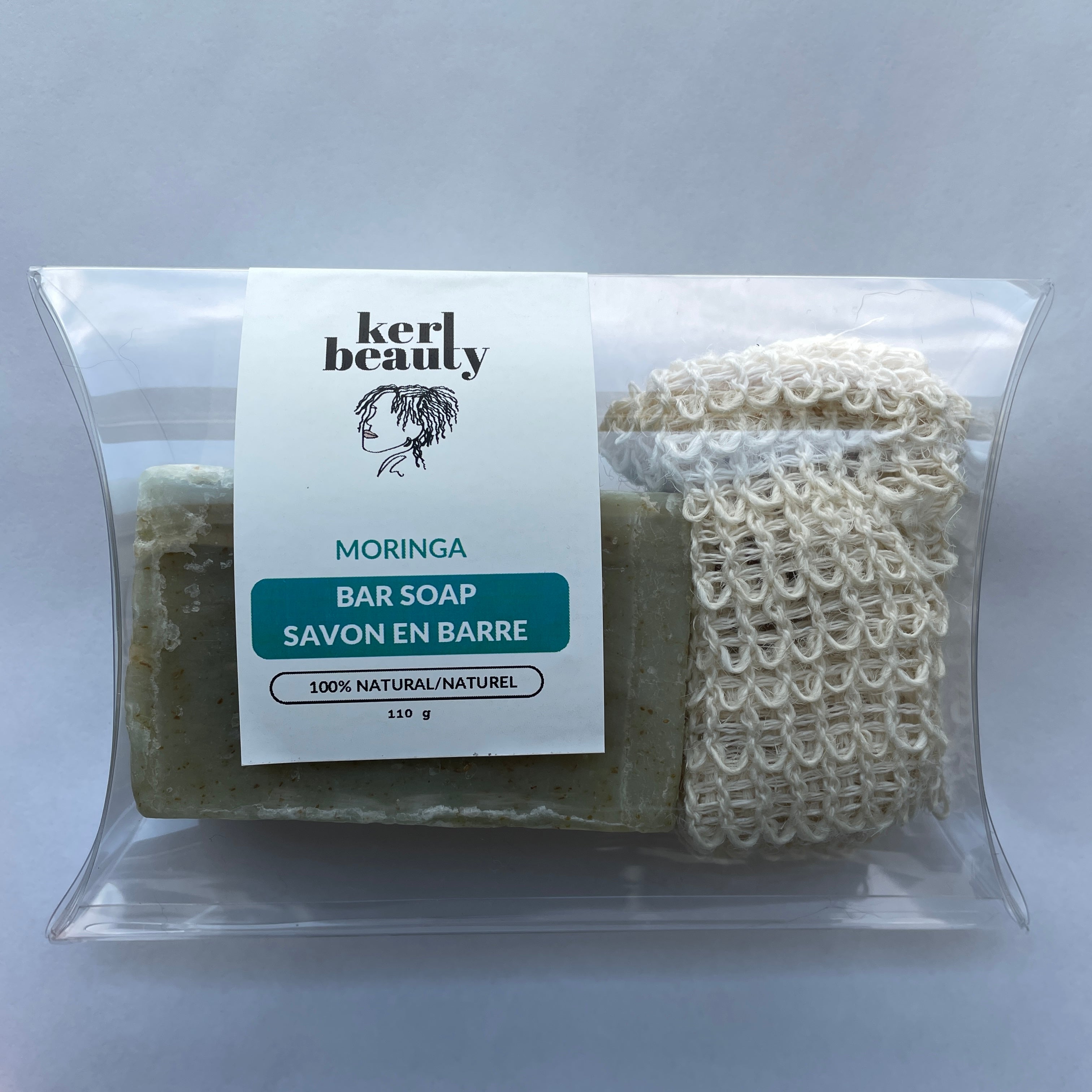 Moringa Bar Soap & Cotton Loofah Bag